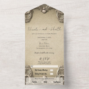 Invitation Tout En Un Élégant Vintage Sud Charme Burlap Lace Mariage