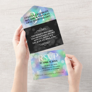 Invitation Tout En Un Élégante 34e anniversaire du Mariage Opal