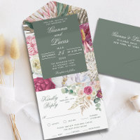 Elégante aquarelle Boho Mariage campagnard Floral 
