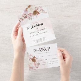 Invitation Tout En Un Elégante aquarelle d'automne Mariage Floral