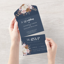 Invitation Tout En Un Elégante aquarelle d'automne Mariage Floral