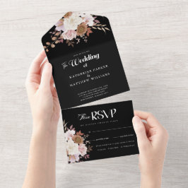 Invitation Tout En Un Elégante aquarelle d'automne Mariage Floral