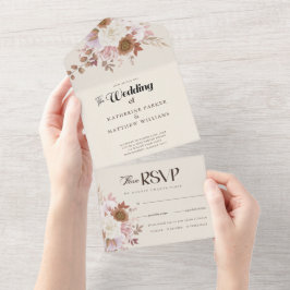 Invitation Tout En Un Elégante aquarelle d'automne Mariage Floral