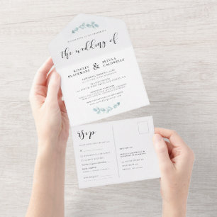 Invitation Tout En Un Elégante aquarelle mariage