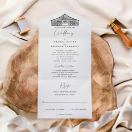 Invitation Tout En Un Élégante cérémonie de remise et Mariage de récepti