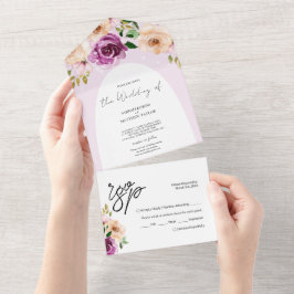Invitation Tout En Un Élégante Fleurs d'Aquarelle Lilac violet romantiqu