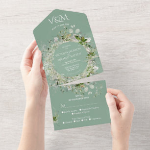 Invitation Tout En Un Élégante Lumière et Délicate Fleur Mariage