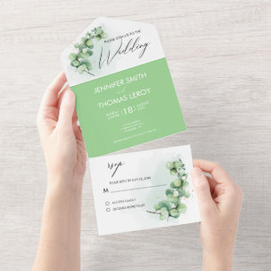 Invitation Tout En Un Elégante végétation botanique Mariage Eucalyptus