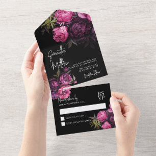 Invitation Tout En Un Élégants Floraux Modernes Mariage Maussade
