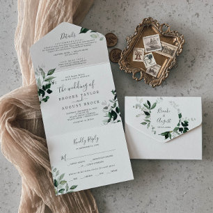 Invitation Tout En Un Emerald Greenery Photo Mariage All In One Invitati
