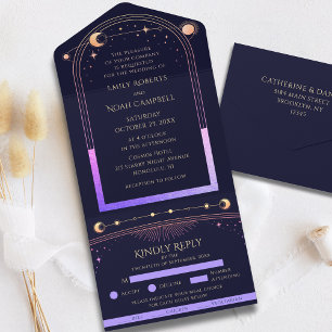 Invitation Tout En Un Espace astronomique mystique Rainbow Sun Star Moon