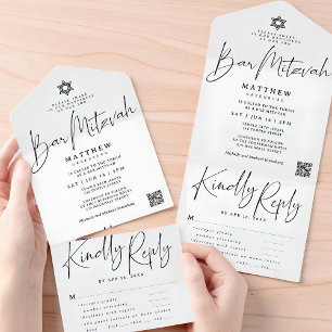 Invitation Tout En Un Étoile élégante de David Option de repas QR pour B