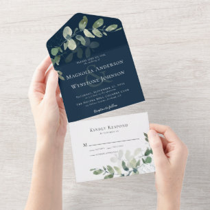 Invitation Tout En Un Eucalyptus Ampersand Chic Mariage