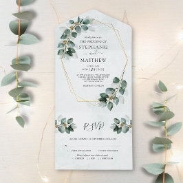 Invitation Tout En Un Eucalyptus Foliage géométrique Mariage moderne