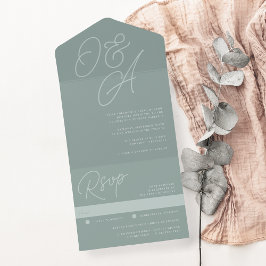 Invitation Tout En Un Eucalyptus | Mariage de monogramme de filigrane de