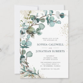 Invitation Tout en un Eucalyptus Mariage Parties scintillant 