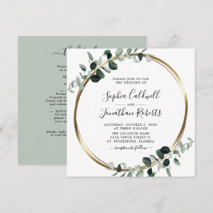 Invitation Tout en un Eucalyptus White Sage Carré Mariage