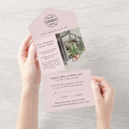 Invitation Tout En Un Événement professionnel | Blush Pink Modern Photo