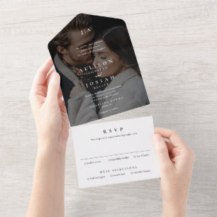 Invitation Tout En Un Faire Imprimer un Monogramme de Mariage avec Photo