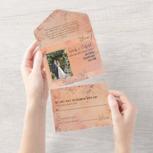 Invitation Tout En Un Fairytale Garden Sparkle Mariage Blush Rose