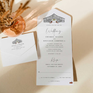 Invitation Tout En Un Fall Barn Mariage Citrouille