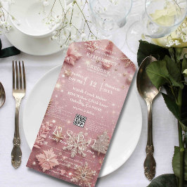 Invitation Tout En Un Faux Sparkle Shimmer rose Argent Noël d'hiver