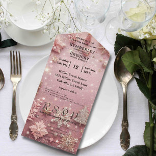 Invitation Tout En Un Faux Sparkle Shimmer rose Argent Noël d'hiver