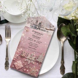 Invitation Tout En Un Faux Sparkle Shimmer rose Argent Noël d'hiver