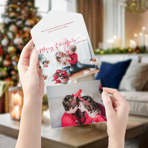 Invitation Tout En Un Festif Joyeux Noël Calligraphie