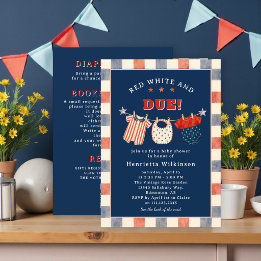 Invitation Tout en Un Fête de Bébé Rouge Blanc et À Venir 