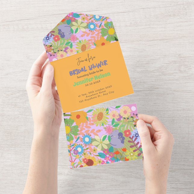 Invitation Tout En Un Fête des mariées Mariage (Déchirure)