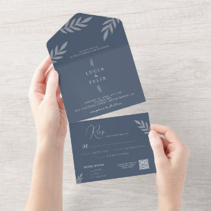 Invitation Tout En Un Feuille minimaliste Mariage délicat