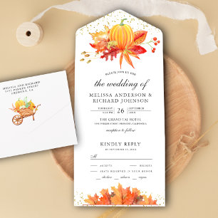 Invitation Tout En Un Feuilles de Érable de l'Automne Rustique Mariage C