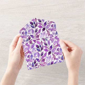Invitation Tout En Un Feuilles Violettes