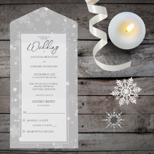Invitation Tout En Un Flammes de neige tombant sur Grey