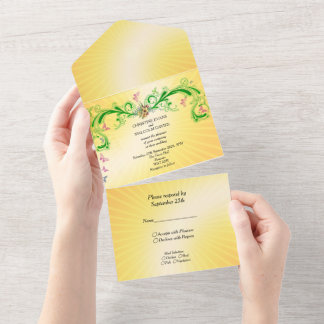 Invitation Tout En Un Flèches et papillons