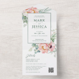 Invitation Tout En Un Fleur blanche rose