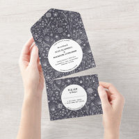 Fleur Chalkboard Monochrome Mariage moderne