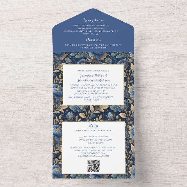 Invitation Tout En Un Fleur de Magnolia rose (À l'intérieur)