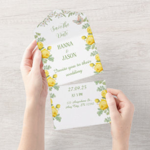 Invitation Tout En Un Fleur dorée : Rose jaune radieuse