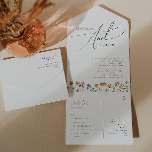 Invitation Tout En Un Fleur sauvage coloré   Sceau Décontracté simple et