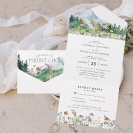 Invitation Tout En Un Fleur sauvage de montagne rustique | Mariage Boho