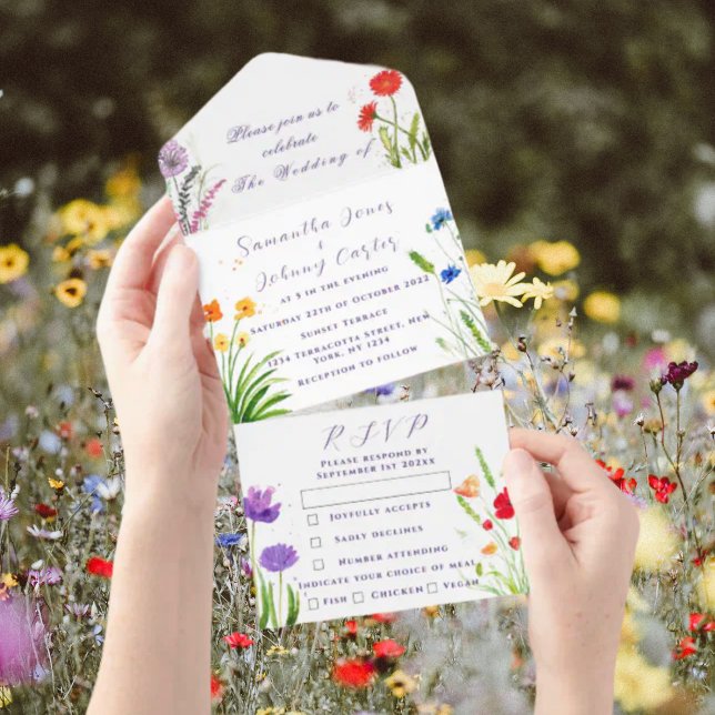 Invitation Tout En Un Fleur sauvage Mariage Rustique Pays Fleurs sauvage (Créateur téléchargé)