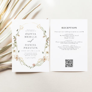 Invitation Tout en un Fleur sauvage QR Code Jardin Mariage