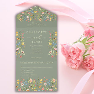 Invitation Tout En Un Fleur sauvage Simple Sage Garden Mariage