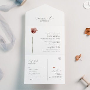 Invitation Tout En Un Fleur sauvage simple   Sceller et envoyer