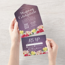 Fleurs d'aquarelle colorée violet BG Mariage RSVP