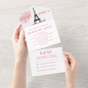 Invitation Tout En Un Fleurs de cerise Douce 16 Paris Seteen Sakura