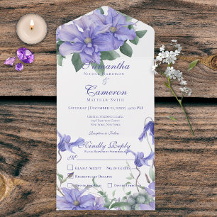 Invitation Tout En Un Fleurs et papillons Rustiques Pervent & Dîner Blan