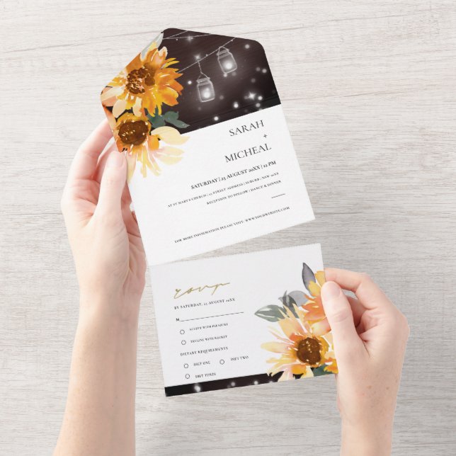INVITATION TOUT EN UN FLEUVES FLORALES DE SOUCHES RUSTIQUES MARIAGE TOUS (Déchirure)